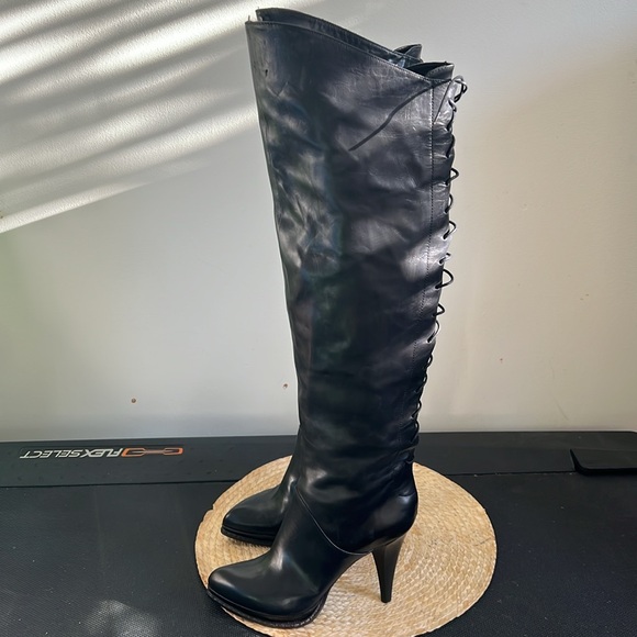 Latitude Leather Lace back detailing Southwestern Knee High Boots Size 38 - Picture 9 of 13